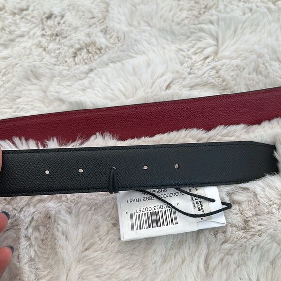 Salvatore Ferragamo Double Adjustable Calfskin Belt Size 95 in Black/Red - Picture 11 of 12